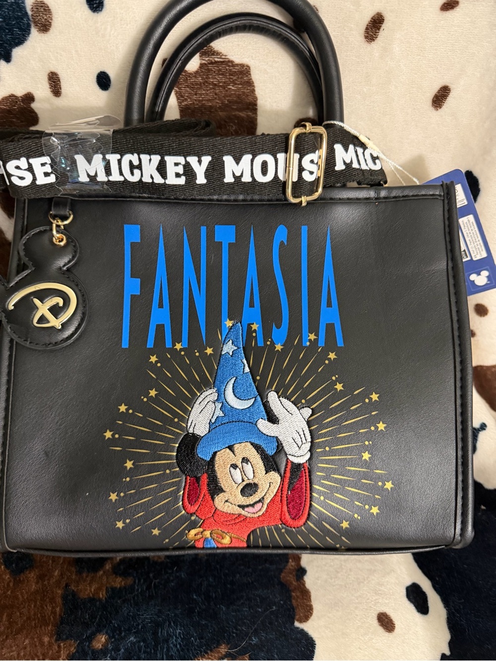 Disney Black Fantasia Mickey Mouse Messenger Bag with Blue Accents